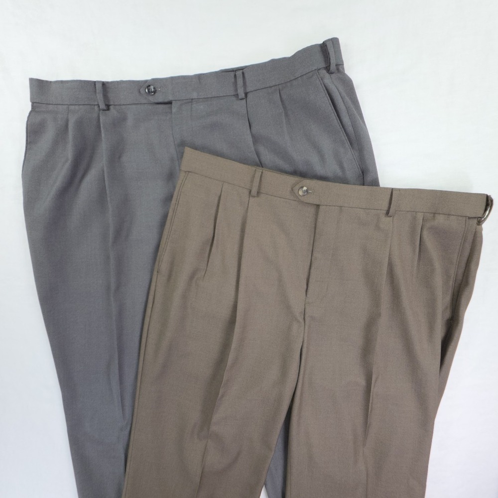 Croft & Barrow‎ 2 Pair Men's Dress Pants Pleated/Cuffed Classic Fit 42x30
